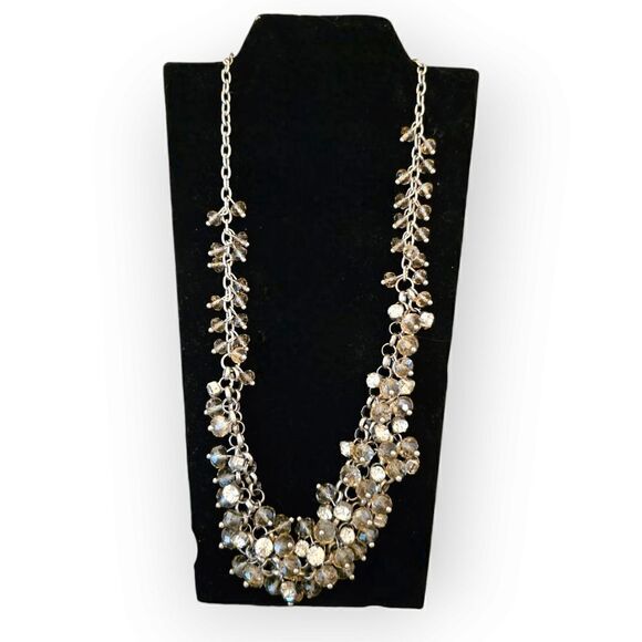 Rhinestone and Bead Cluster Necklace - Picture 5 of 6